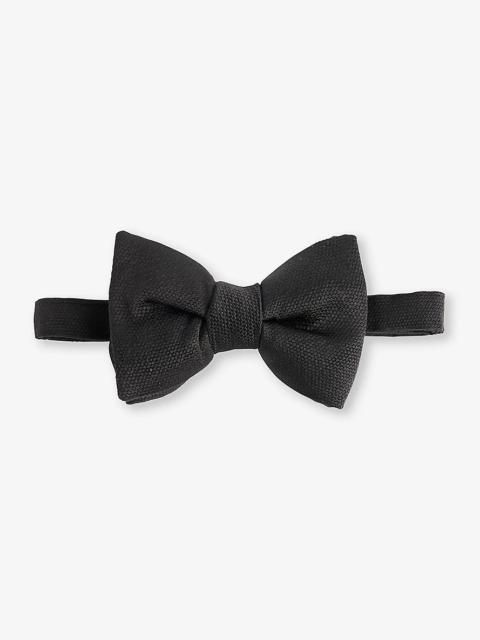 Adjustable silk and cotton-blend bow tie