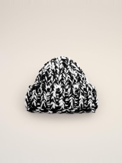 AMI Paris BLACK AND WHITE WOOL KNIT BEANIE