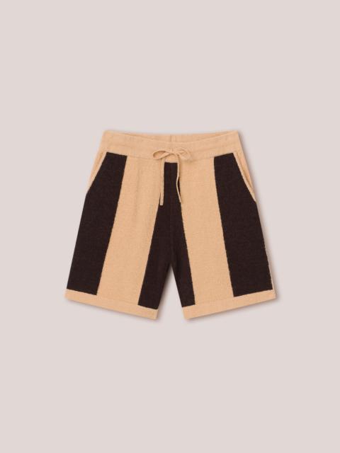 Nanushka BRENT - Terry-knit drawstring shorts - Stripe brown / apricot