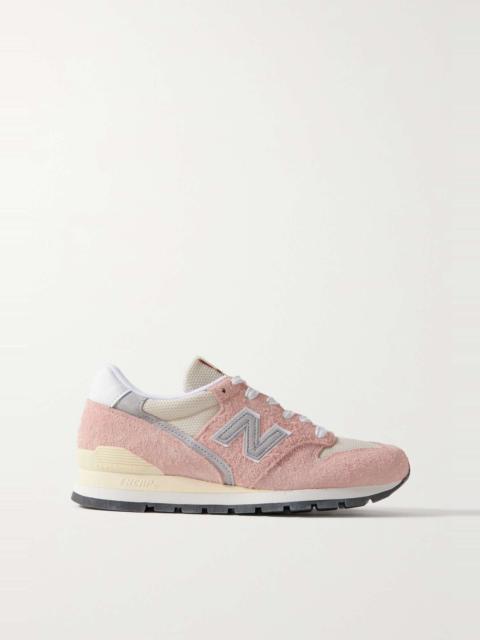 996 leather-trimmed suede and mesh sneakers