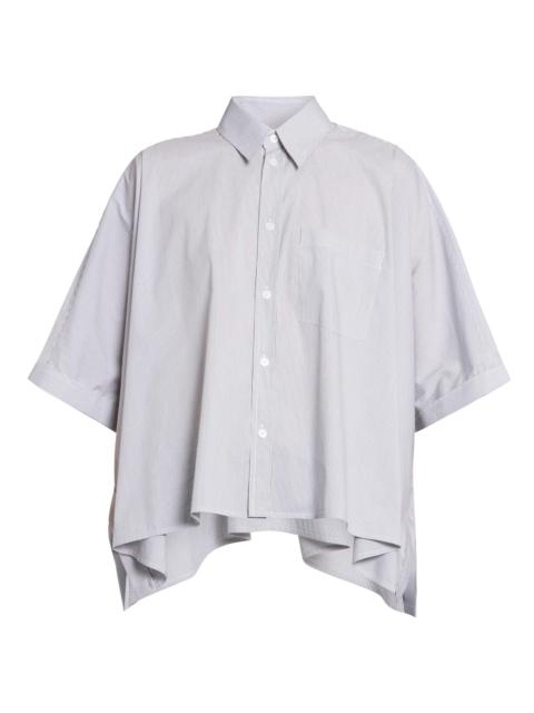 MM6 Maison Margiela Women's Pinstriped Cotton-Blend Poplin Shirt - White Brown