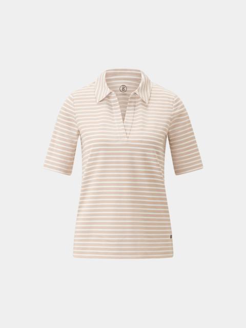 BOGNER Peony polo shirt in Sand/Off-White