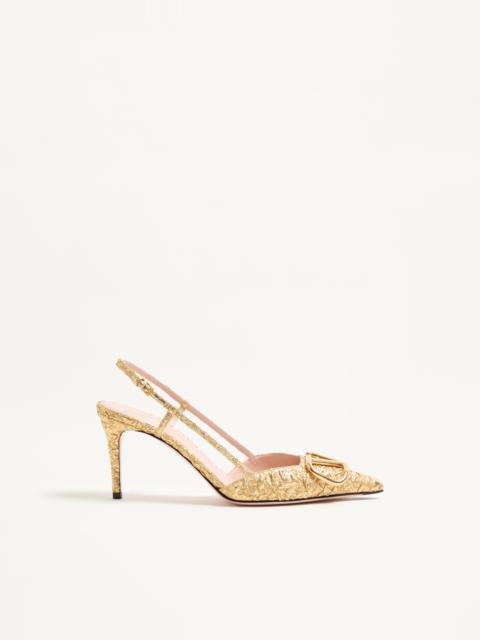 Valentino VLOGO SIGNATURE SLINGBACK PUMPS IN CLOQUÉ JACQUARD FABRIC 80MM