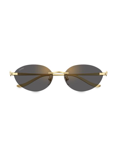 Cartier Women's Panthère Classic 58MM Oval Sunglasses - Dark Grey Multi Gold