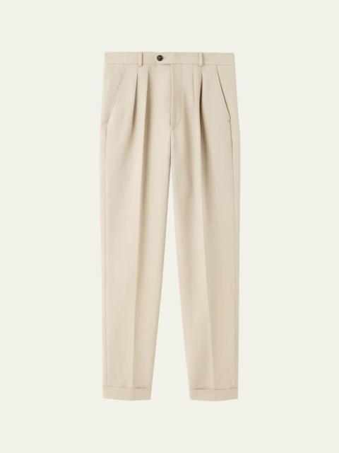 Loro Piana Men's Stafford Double-Pleated Straight Leg Trousers