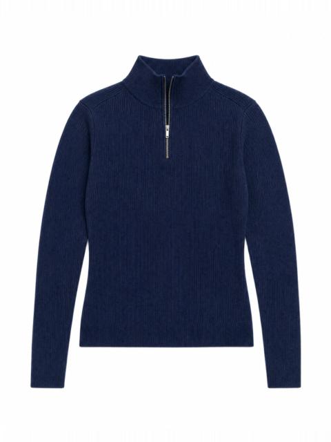 The Kooples NAVY MERINO WOOL RIBBED SWEATER