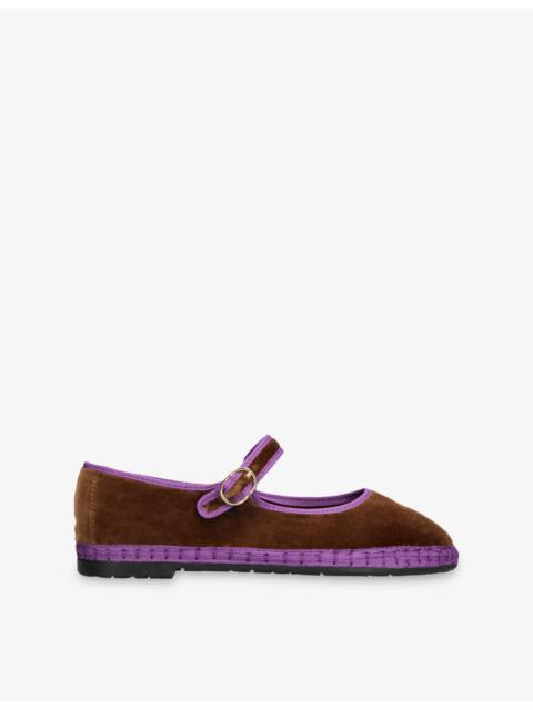 FLABELUS Archer Velvet Mary-Jane Flats