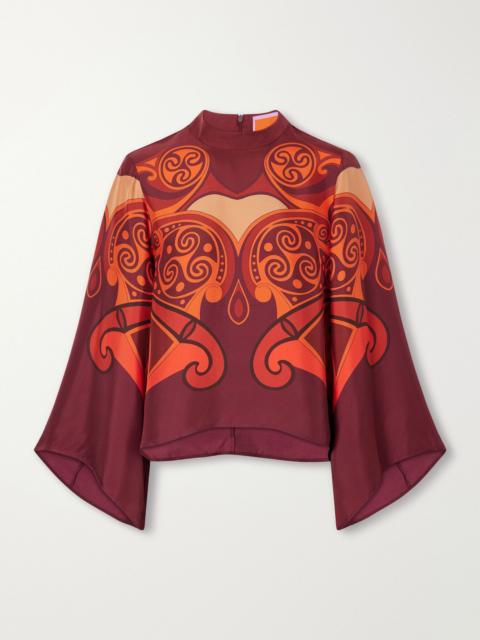 La DoubleJ Make An Exit printed turtleneck silk-twill blouse Multi