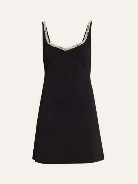 Alice + Olivia Eve Embellished-Trim Mini Dress