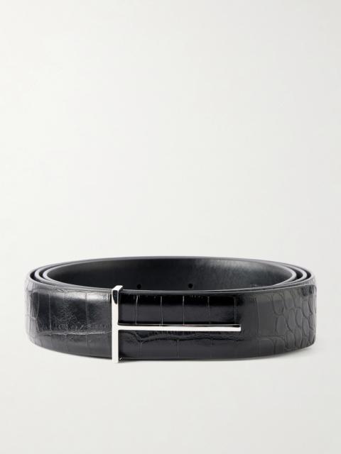 TOM FORD 2.5 cm Croc-Effect Leather Belt