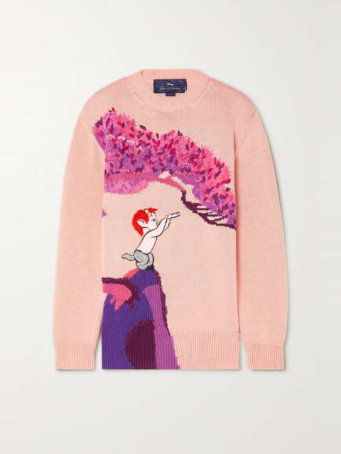 Stella McCartney + Disney embroidered intarsia-knit cotton-blend sweater