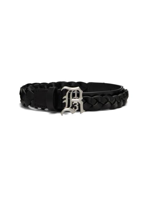 R13 Black Braided Logo Belt