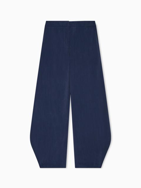 GIORGIO ARMANI WASHED SILK TROUSERS WITH ROUNDED HEM