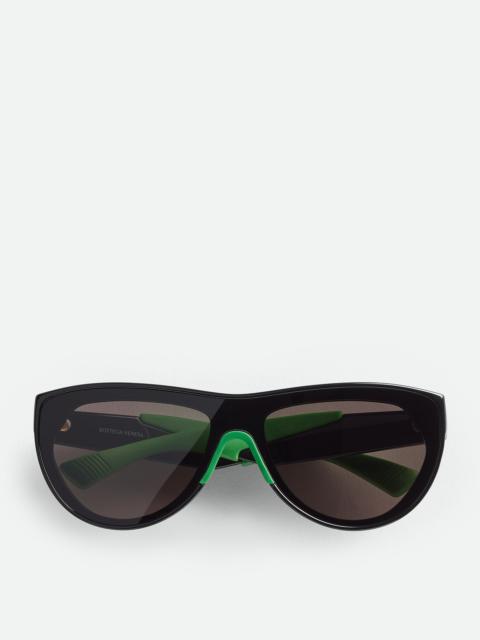 Bottega Veneta Mitre Square Rounded Injected Acetate Sunglasses