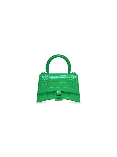 BALENCIAGA Women's Hourglass Xs Handbag Crocodile Embossed in Green