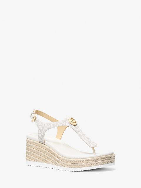 MICHAEL KORS Val Signature Logo Thong Wedge Sandal