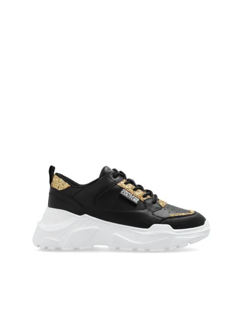 VERSACE JEANS COUTURE logo-patch glitter-detailing sneakers