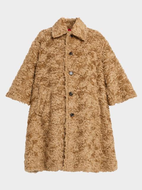 Bottega Veneta Curly Sheep Shearling Bracelet-Sleeve Coat