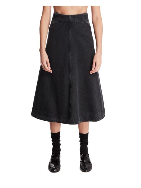 RIER Black Denim Midi Skirt