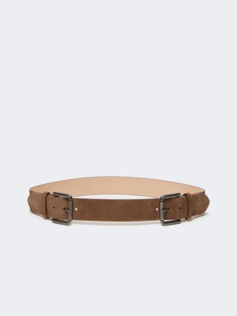 Max Mara UNNO Studded leather belt - HAZELNUT BROWN