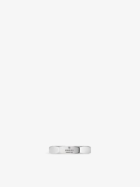 GUCCI Trademark logo-embossed sterling-silver ring
