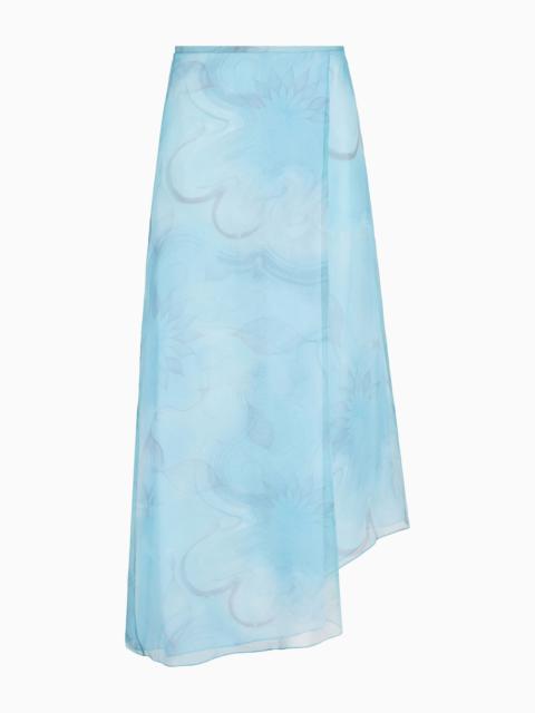 GIORGIO ARMANI Silk organza asymmetric skirt with a floral print