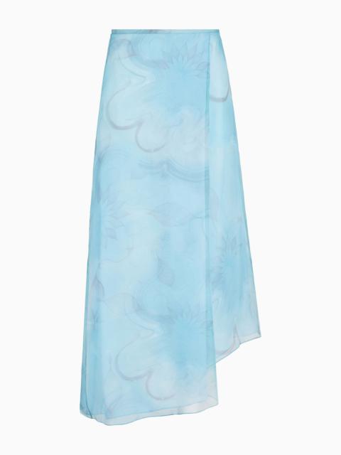 GIORGIO ARMANI Silk organza asymmetric skirt with a floral print