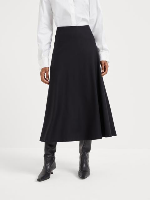 Stretch virgin wool twill flute skirt