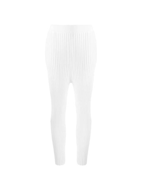 ribbed high-waisted leggings