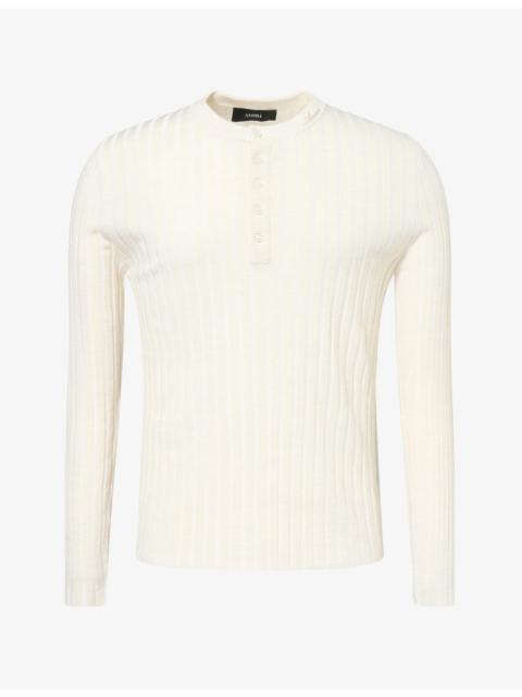 AMIRI Script-Logo Henley Wool-Blend Top