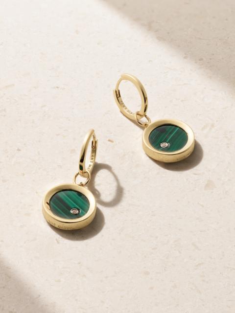 MATEO Convertible 14-karat Gold, Malachite And Diamond Earrings