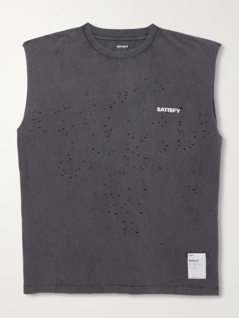 SATISFY Distressed Logo-Print MothTech™ Organic Cotton-Jersey Tank Top