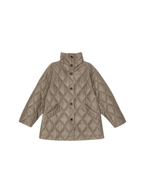 high-shine finish quilted jacket