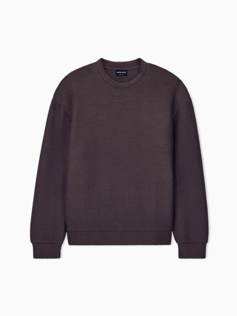 GIORGIO ARMANI SWEATSHIRT IN TEXTURED COTTON JERSEY WITH TUBULAR FLOUNCES