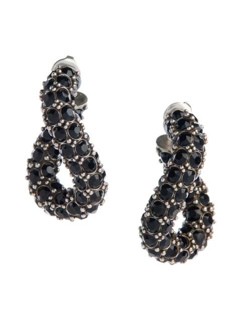 Funky Ring Crystal Hoop Earrings in Black/Silver