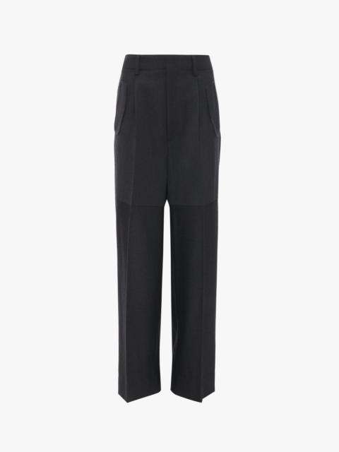Victoria Beckham Pocket Detail Panelled Trouser In Charcoal
