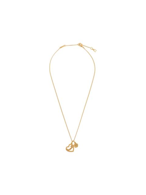 COACH heart floral charm necklace