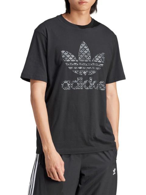 Mono Trefoil Logo Graphic T-Shirt in Black/Grey Five