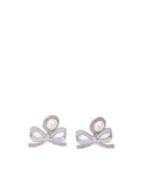 self-portrait crystal pearl bow earrings