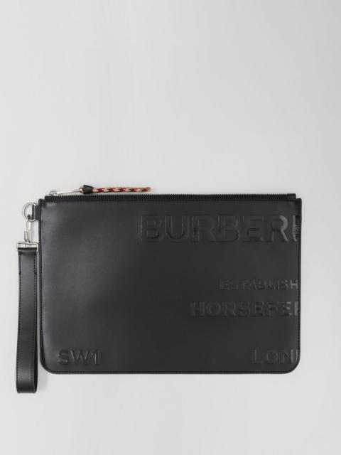 Burberry Horseferry Print Leather Zip Pouch