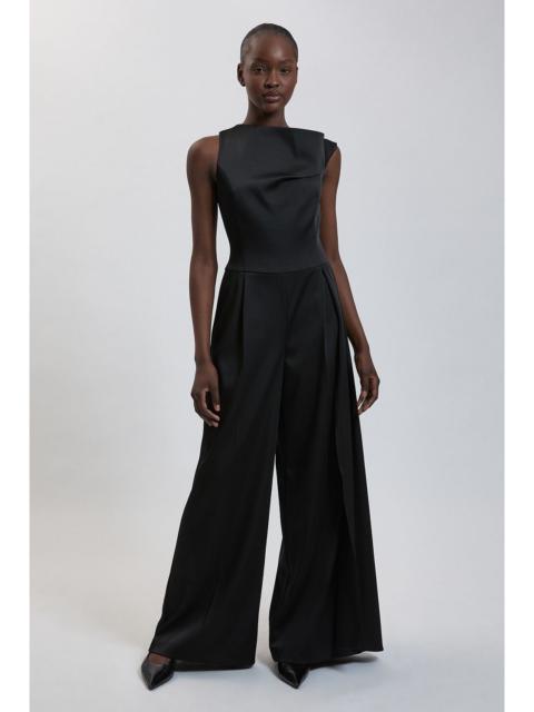 KAREN MILLEN Tailored Satin Drape Asymmetric Jumpsuit