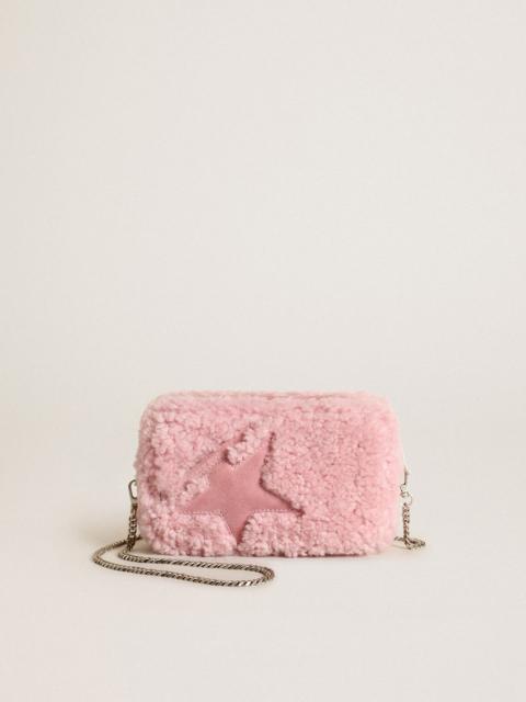 Golden Goose Mini Star Bag in pink shearling with suede star