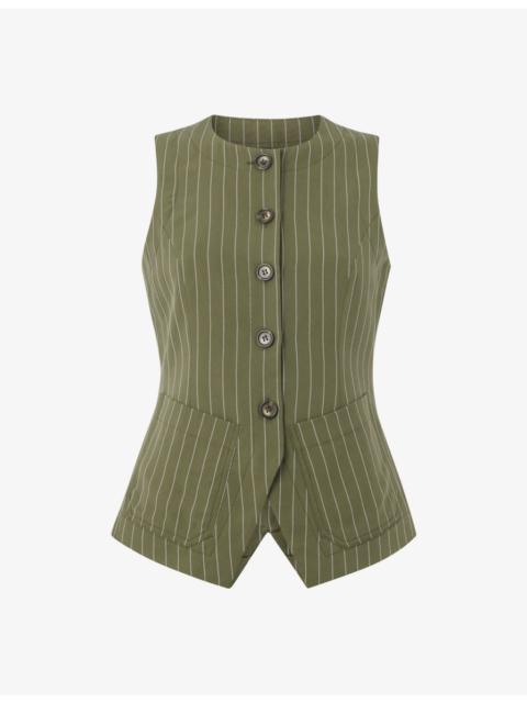 WHISTLES Lottie Pinstripe Regular-Fit Woven Waistcoat