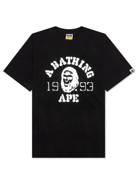 A BATHING APE® OG APE HEAD COLLEGE RELAXED FIT TEE - BLACK