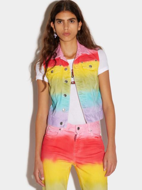 DSQUARED2 RAINBOW WASH DENIM VEST