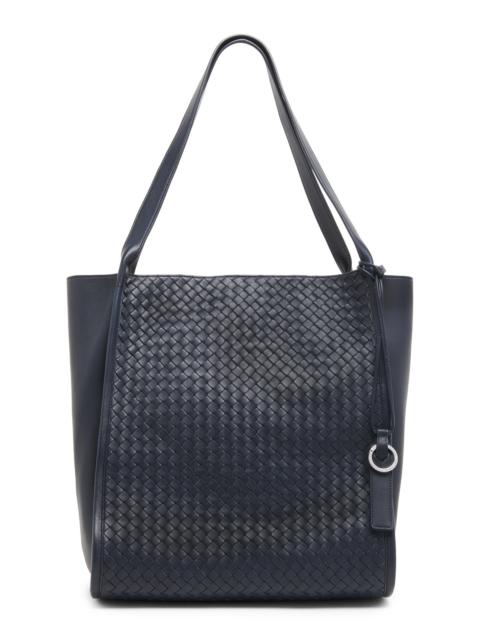 Bottega Veneta Men's Corriere Intrecciato Leather Tote Bag - Midnight Silver