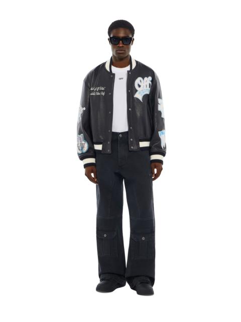 Off-White OG Patches Racing Leather Varsity Jacket