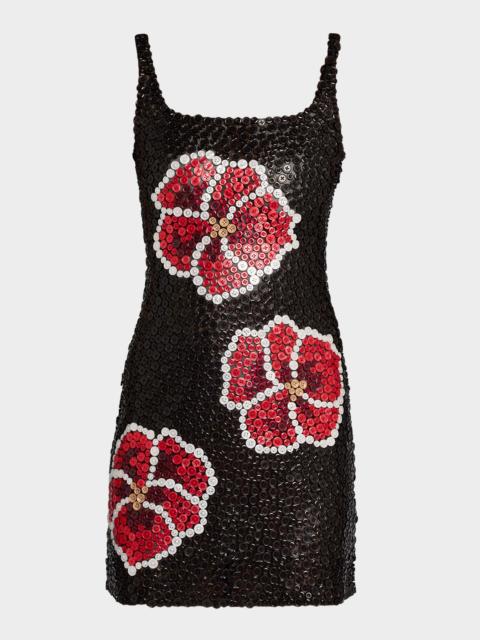 Wynn Hamlyn Pansy Button Appliqué Mini Dress