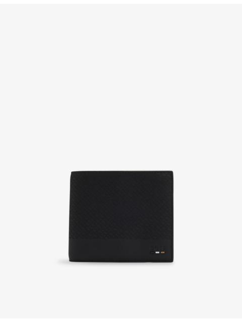 BOSS Embossed 8-Card Slot Leather Wallet