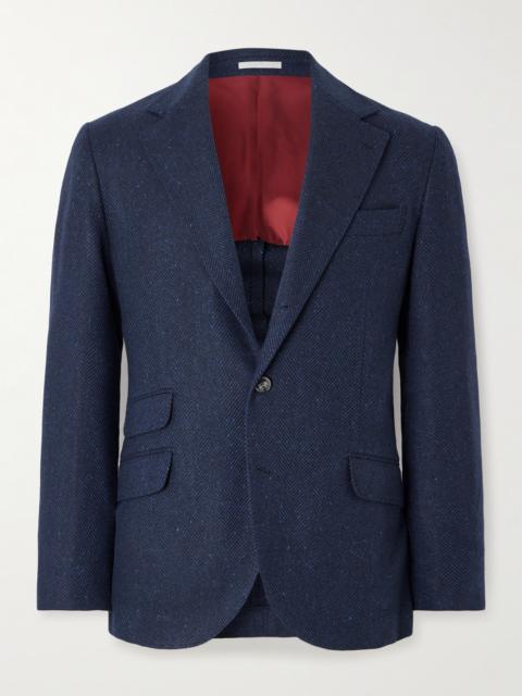 Brunello Cucinelli Herringbone Wool and Cashmere-Blend Blazer
